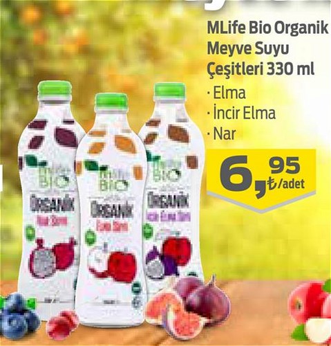 Mlife Bio Organik Meyve Suyu Çeşitleri 330 ml image