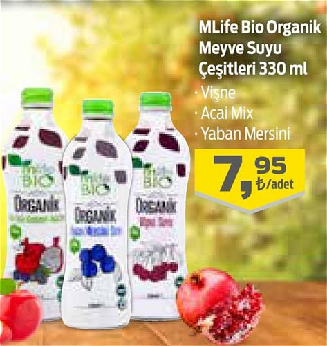 M Life Bio Organik Meyve Suyu Çeşitleri 330 ml image