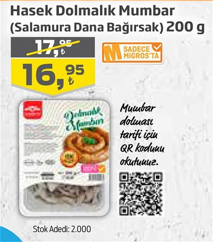 Hasek Dolmalık Mumbar (Salamura Dana Bağırsak) 200 g image