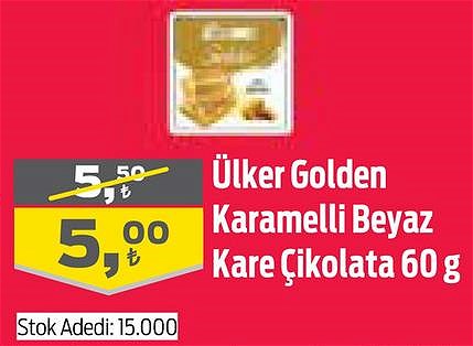 Ülker Golden Karamelli Beyaz Kare Çikolata 60 g image