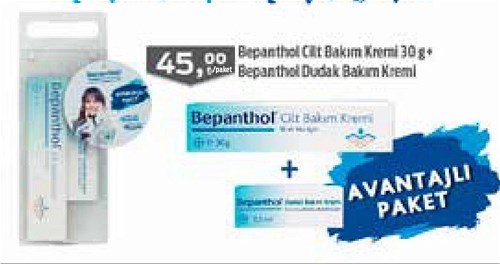 Bepanthol Cilt Bakım Kremi 30 g+Dudak Bakım Kremi  image