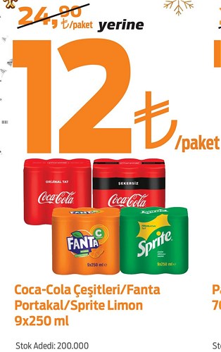 Coca-Cola Çeşitleri/Fanta Portakal/Sprite Limon 9x250 ml image