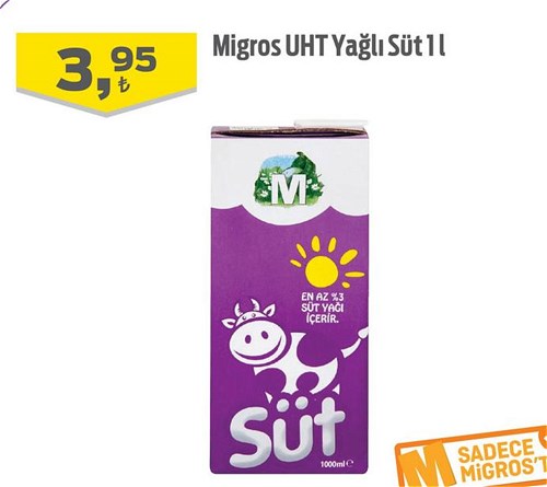 Migros UHT Yağlı Süt 1 l image