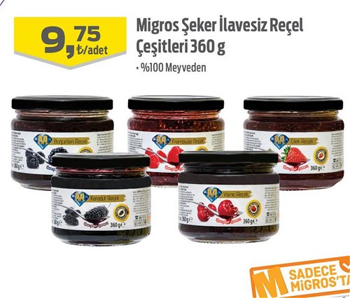 Migros Şeker İlavesiz Reçel Çeşitleri 360 g image