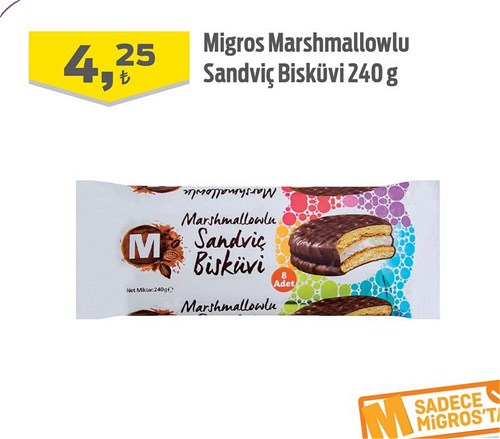 Migros Marshmallowlu Sandviç Bisküvi 240 g image