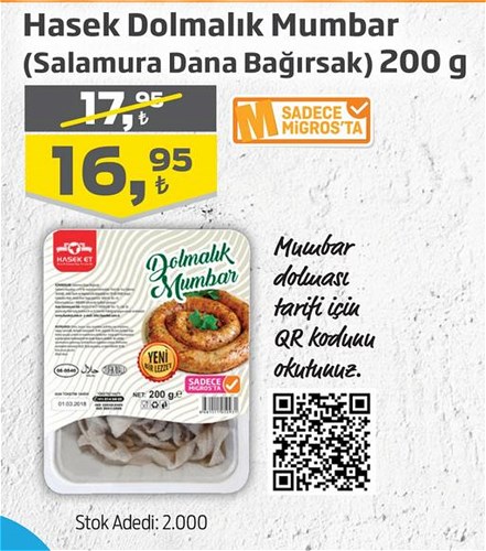 Hasek Dolmalık Mumbar (Salamura Dana Bağırsak) 200 g image