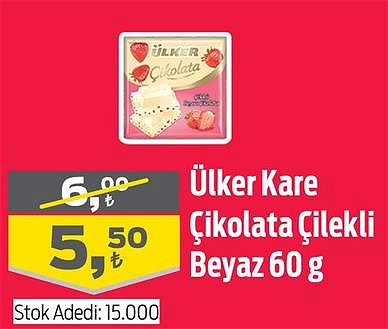 Ülker Kare Çikolata Çilekli Beyaz 60 g image