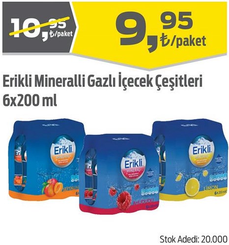 Erikli Mineralli Gazlı İçecek Çeşitleri 6x200 ml image