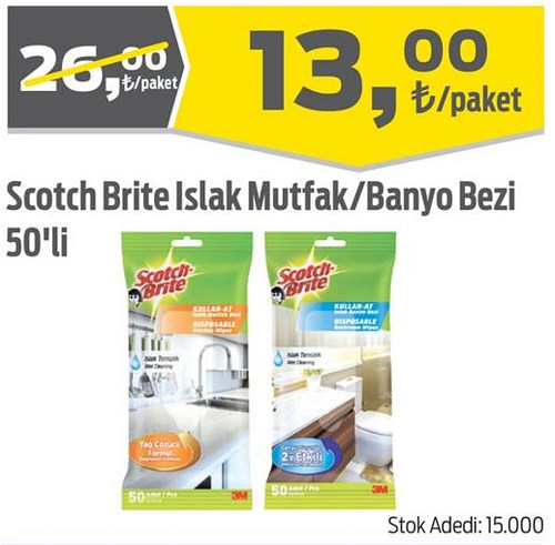 Scotch Brite Islak Mutfak / Banyo Bezi 50'li image