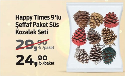 Happy Times 9'lu Şeffaf Paket Süs Kozalak Seti image