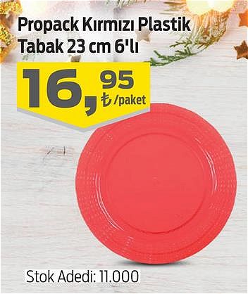 Propack Kırmızı Plastik Tabak 23 cm 6'lı image