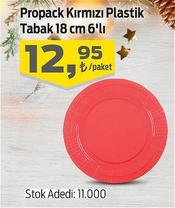 Propack Kırmızı Plastik Tabak 18 cm 6'lı image