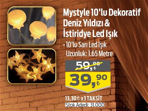 Mystyle 10'lu Dekoratif Deniz Yıldızı&İstiridye Led Işık image