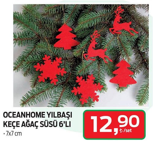 Oceanhome Yılbaşı Keçe Ağaç Süsü 6'lı 7x7 cm image