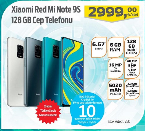 Xiaomi Red Mi Note 9S 128 GB Cep Telefonu image