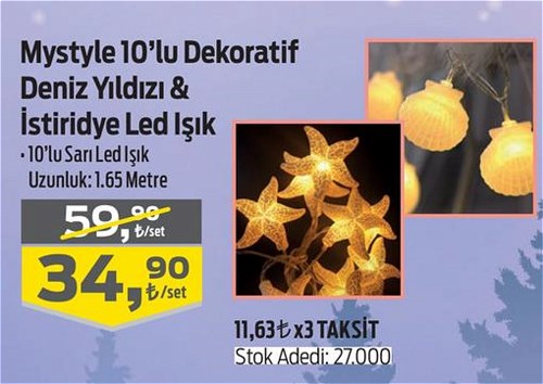 Mystyle 10'lu Dekoratif Deniz Yıldızı&İstiridye Led Işık image