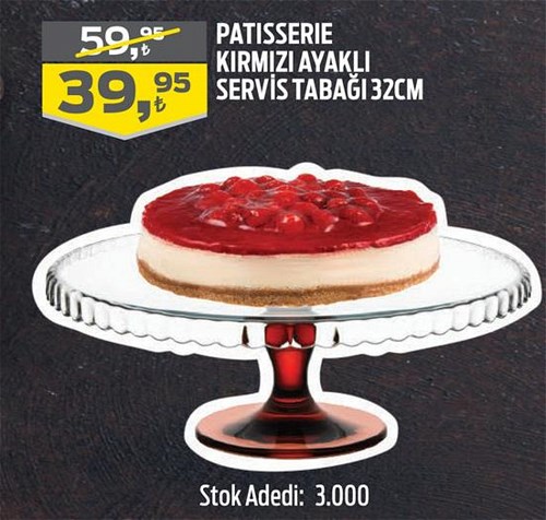 Paşabahçe Patisserie Kırmızı Ayaklı Servis Tabağı 32 cm image