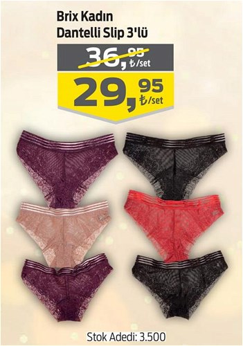 Brix Kadın Dantelli Slip 3'lü image