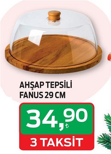 Ahşap Tepsili Fanus 29 cm image