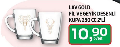 Lav Gold Fil ve Geyik Desenli Kupa 250 cc 2'li image