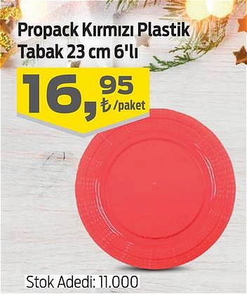 Propack Kırmızı Plastik Tabak 23 cm 6'lı image