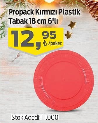 Propack Kırmızı Plastik Tabak 18 cm 6'lı image