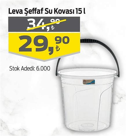 Leva Şeffaf Su Kovası 15 l image