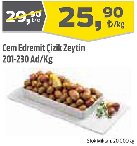 Cem Edremit Çizik Zeytin 201-230 Ad/Kg image