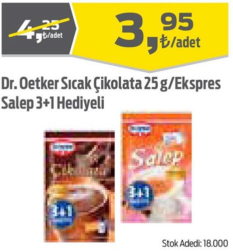 Dr.Oetker Sıcak Çikolata 25 g/Eskpres Salep 3+1 Hediyeli image