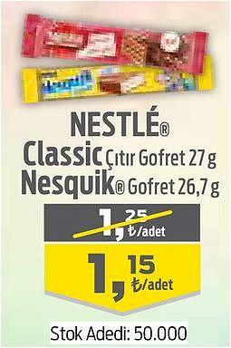 Nestle Classic Çıtır Gofret 27 g/Nesquik Gofret 26,7 g image