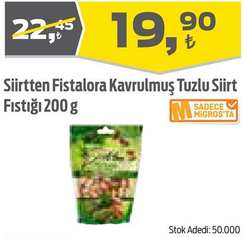 Siirtten Fistalora Kavrulmuş Tuzlu Siirt Fıstığı 200 g image