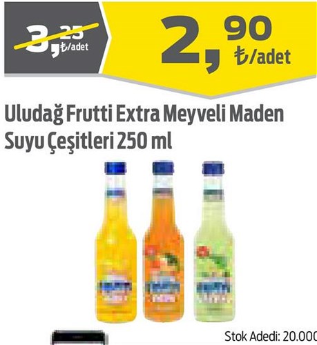 Uludağ Frutti Extra Meyveli Maden Suyu Çeşitleri 250 ml image