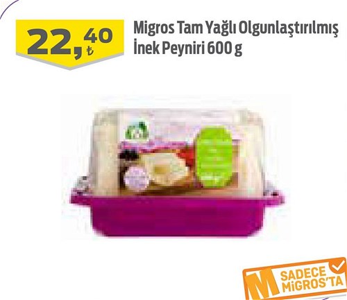 Migros Tam Yağlı Olgunlaştırılmış İnek Peyniri 600 g image