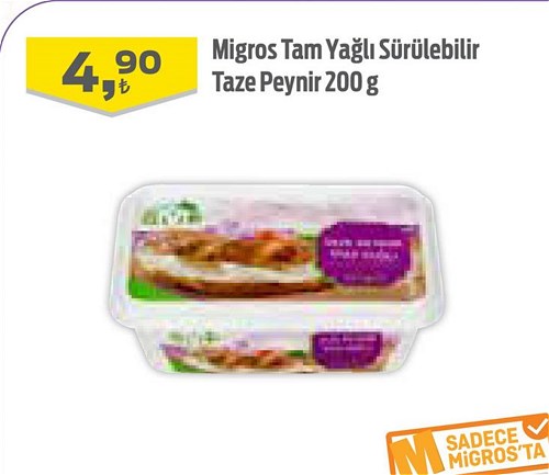 Migros Tam Yağlı Sürülebilir Taze Peynir 200 g image