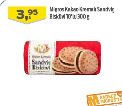 Migros Kakao Kremalı Sandviç Bisküvi 10'lu 300 g image