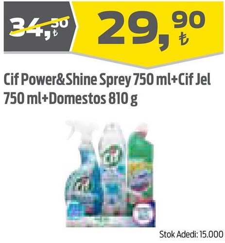 Cif Power&Shine Sprey 750 ml+Cif Jel 750 ml+Domestos 810 g image