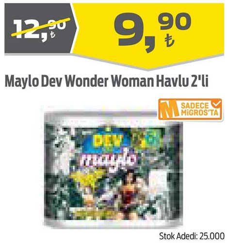 Maylo Dev Wonder Woman Havlu 2'li image