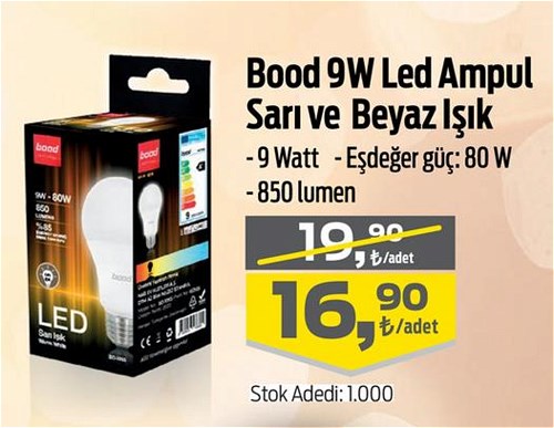 Bood 9W Led Ampul Sarı ve Beyaz Işık image