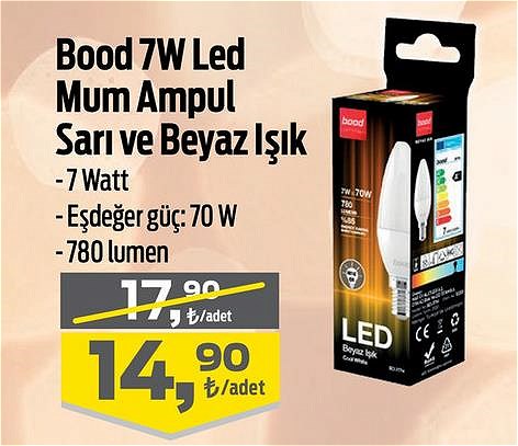 Bood 7W Led Mum Ampul Sarı ve Beyaz Işık image