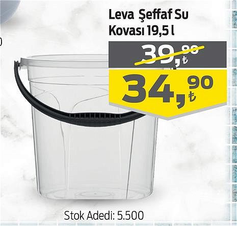 Leva Şeffaf Su Kovası 19,5 l image