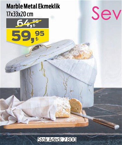 Sanabella Home Marble Metal Ekmeklik 17x33x20 cm image