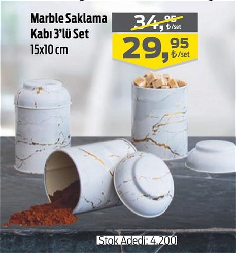 Sanabella Home Marble Saklama Kabı 3'lü Set image