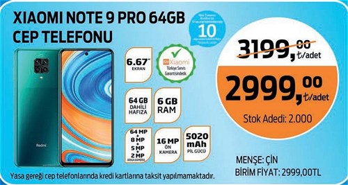 Xiaomi Note 9 Pro 64 GB Cep Telefonu image