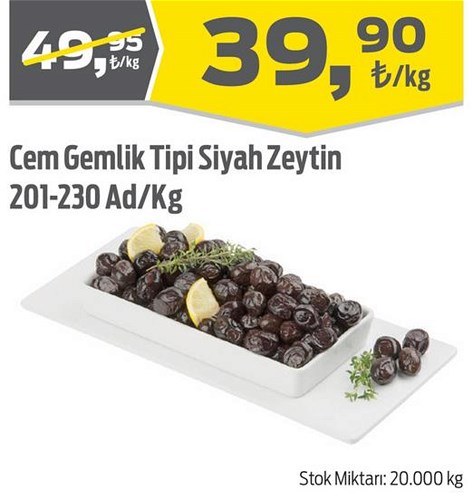 Cem Gemlik Tipi Siyah Zeytin 201-230 Ad/Kg image