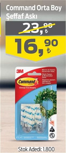 Command Orta Boy Şeffaf Askı image