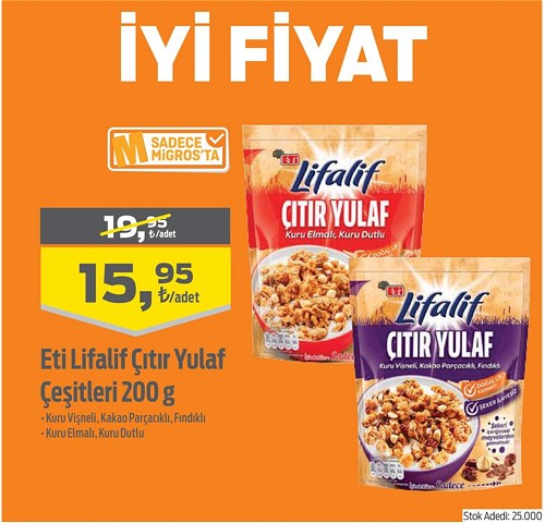 Eti Lifalif Çıtır Yulaf Çeşitleri 200 g İndirimde Market