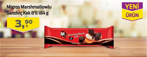 Migros Marshmallowlu Sandviç Kek 8'li 184 g image