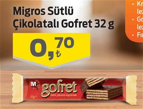 Migros Sütlü Çikolatalı Gofret 32 g image