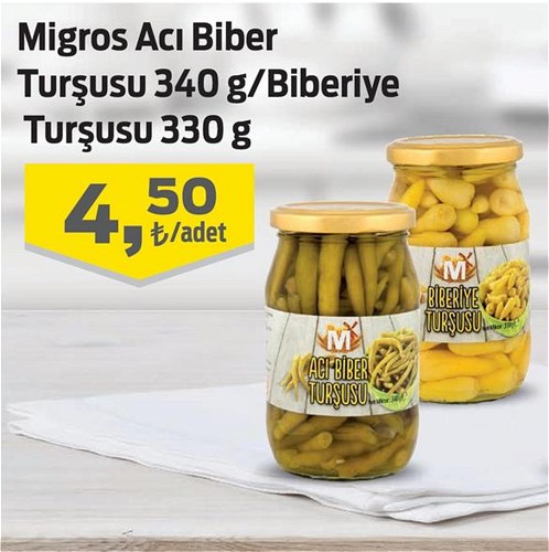 Migros Acı Biber Turşusu 340 g/Biberiye Turşusu 330 g image