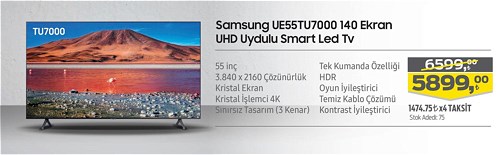 Samsung UE55TU7000 140 Ekran UHD Uydulu Smart Led Tv image